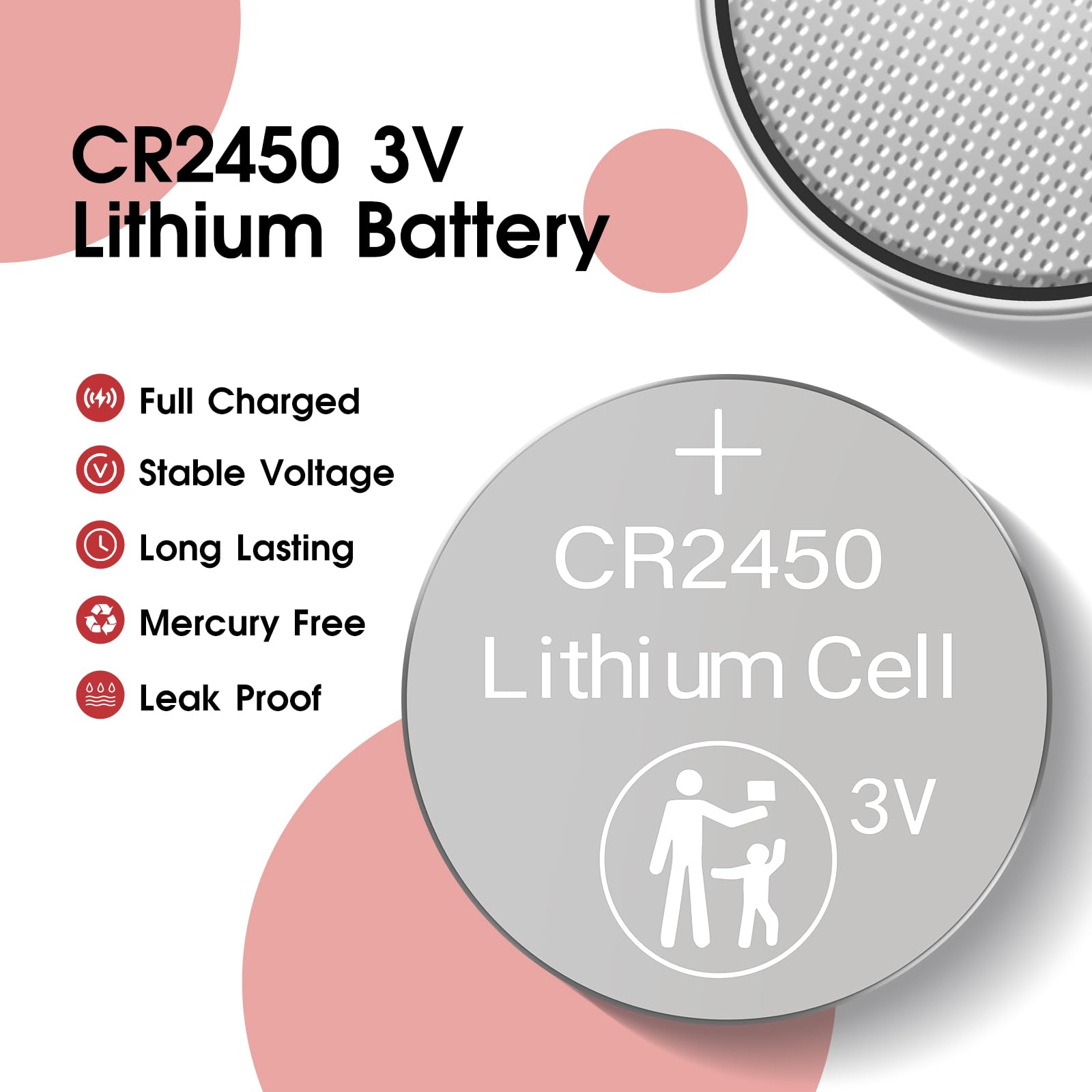 CR2450 3V Lithium Battery, 20 Pack, CR 2450 3V Button Cell Batteries, 2450 Lithium Coin Battery for Watches, Calculators, Car Remote, Key Fob