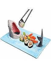 Shark Attack Hand-Painted Ceramic Sushi Serving Platter