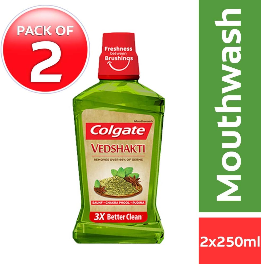 Colgate Plax Mouthwash, Vedshakti - 250 ml (Pack of 2)