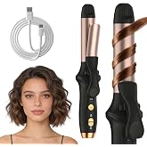 Cordless Curling Iron Travel Mini Curling Iron USB Rechargeable 4000 mAh 3 Temp Setting Ceramic Curling Wand