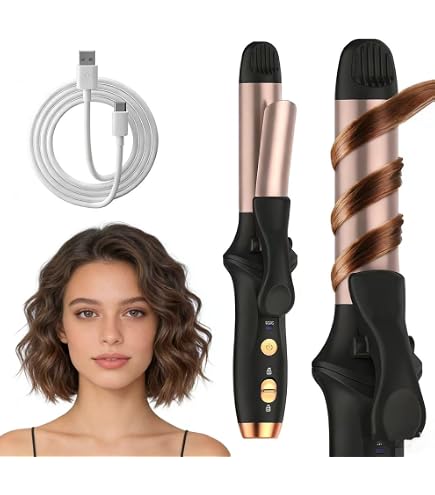 Amazon.com: Cordless Curling Iron, Travel Curling Iron USB Rechargeable  Ceramic Curling Wand, 302°F-356°F Mini Flat Iron with 3 Temp Setting,Hair  Curlers for Short Hair Straightener and Curler 2 in 1 : Beauty