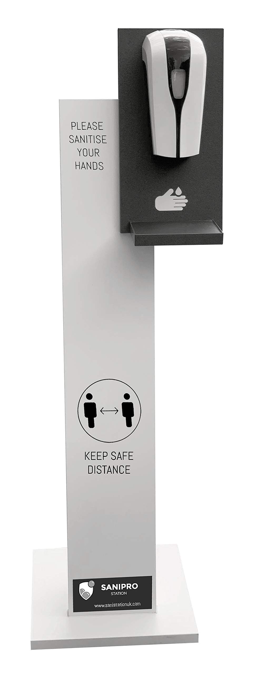 Freestanding Sanitising Station SaniPro, SaniBasic (SaniBasic Anthracite Grey/White) Automated Touchless Hand Sanitiser Dispenser