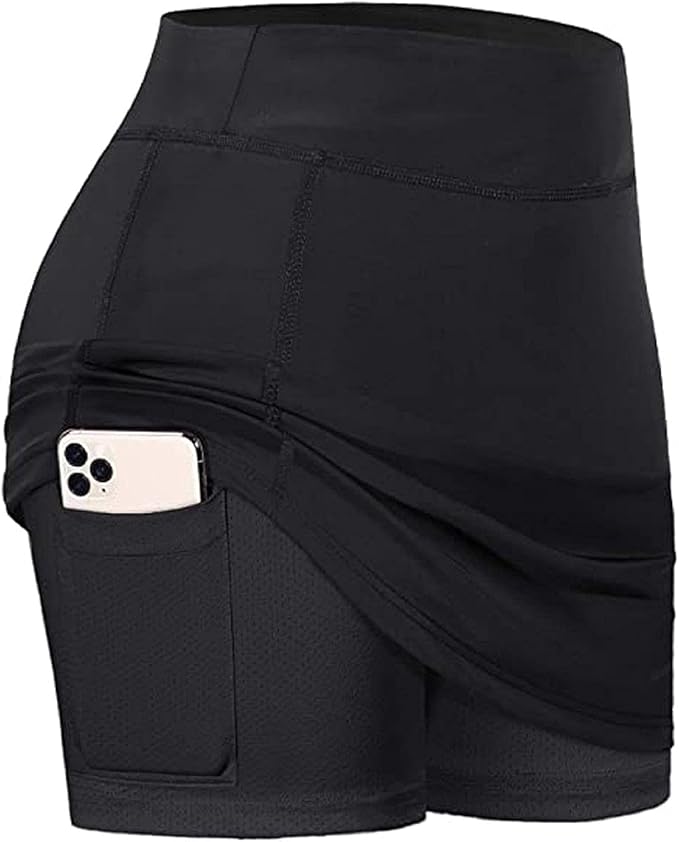 Amazon.com: LowProfile Womens Tennis Skorts Inner Workout Shorts with Pockets, 2 in 1 Athletic 