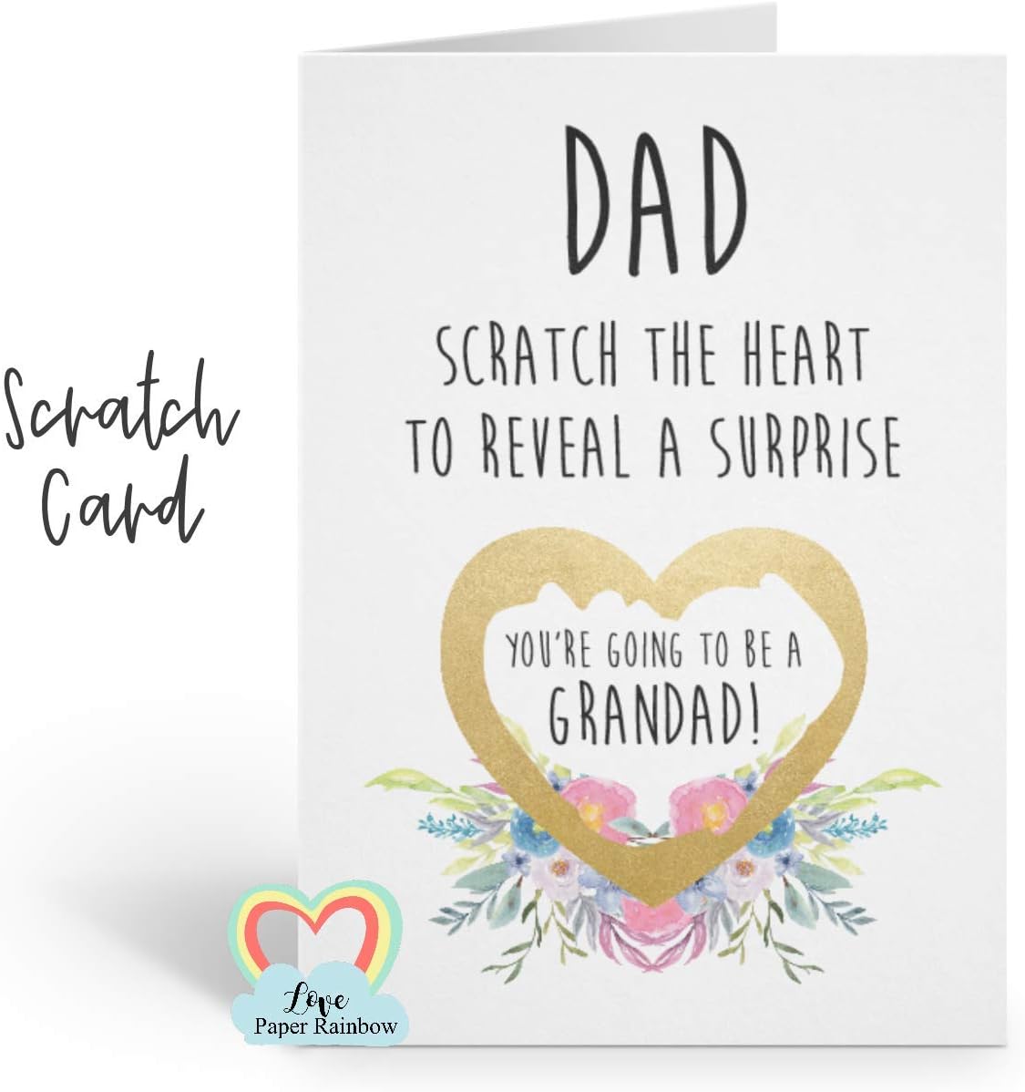 you're going to be a grandad, grandad reveal, pregnancy reveal, I'm pregnant scratch card, pregnancy announcement, pregnancy scratch card, baby reveal, floral