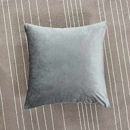 Miracle Dec Velvet Soft Soild Decorative Square Throw Pillow Covers Cushion PillowCases for Sofa Bedroom (Dark Grey, 18"x18")