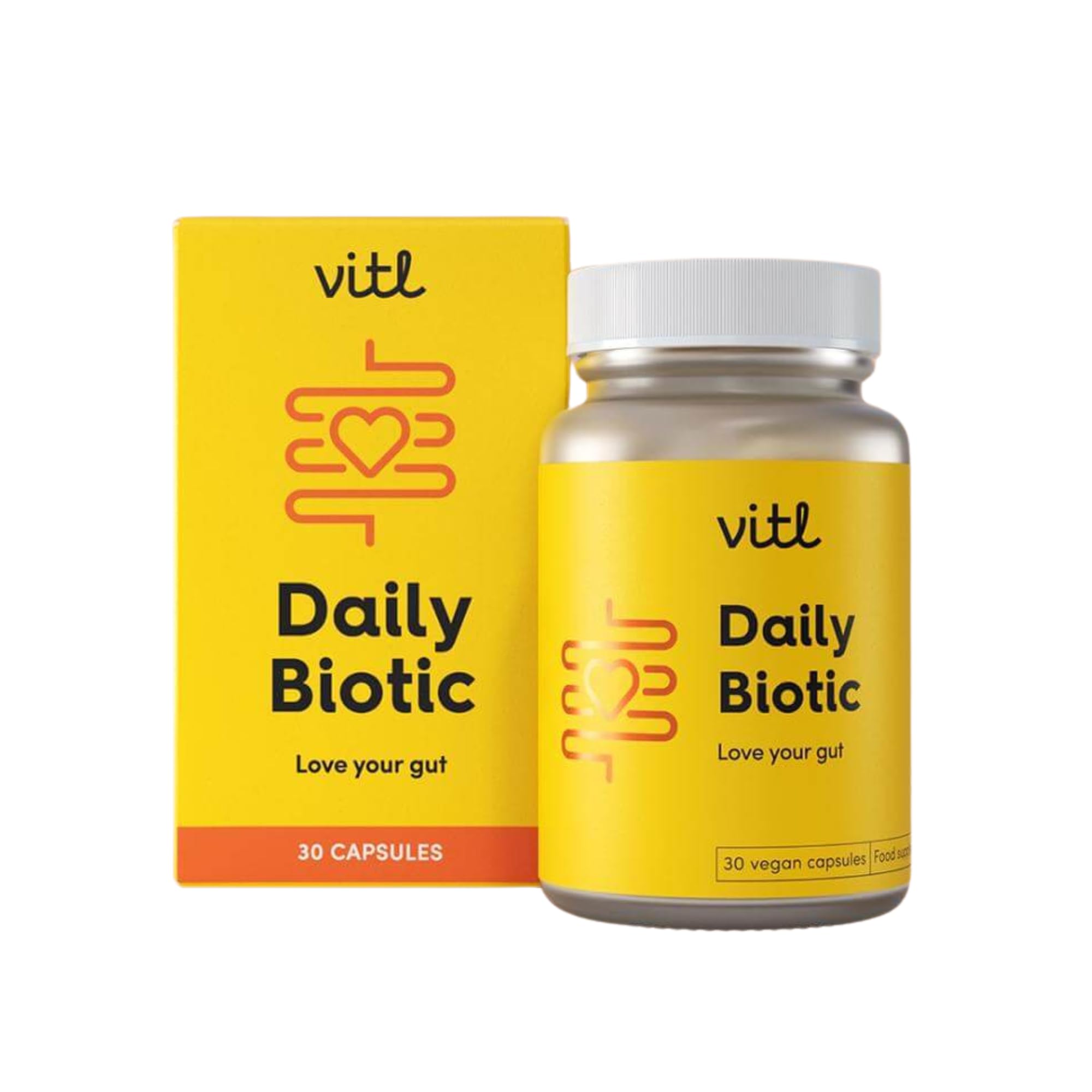 Vitl Daily Biotic with 9 Probiotic Strains - 30 Vegan Capsules - Probiotic with a Complex Blend of Gut Friendly Bacteria - Restore Balance in The Gut & Aid Digestion - 1 Month Supply