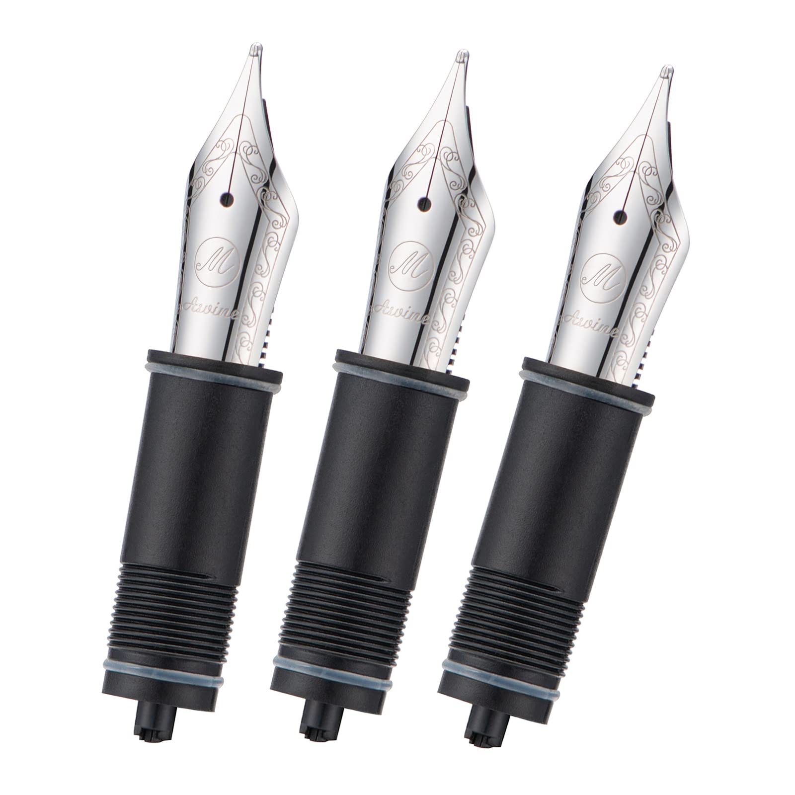 Asvine 3 PCS Fountain Pen Replaced Nibs, Silver #6 Medium Nib V169, P20, P30 and V126