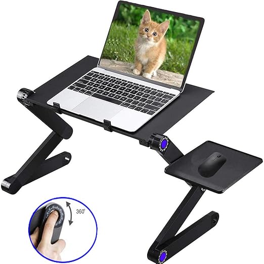 Adjustable Laptop Table Stand For Bed Sofa All Aluminium Alloy Standing Office Ergonomic Office Lap Desk Portable Lightweight Compatible Notebook