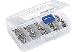 MEWUDECOR 1/4-20 x 1/2", 3/4", 1", 1-1/4", 1-1/2" Button Head Socket Cap Screws Screw Assortment, Stainless Steel 18-8, Allen Hex Drive, 50 PCS