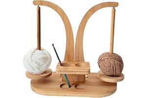 Wood Yarn Holder with Double Spindles – Rotating Yarn Stand for Knitting & Crochet, Smooth Tangle-Free Yarn Dispenser for Han