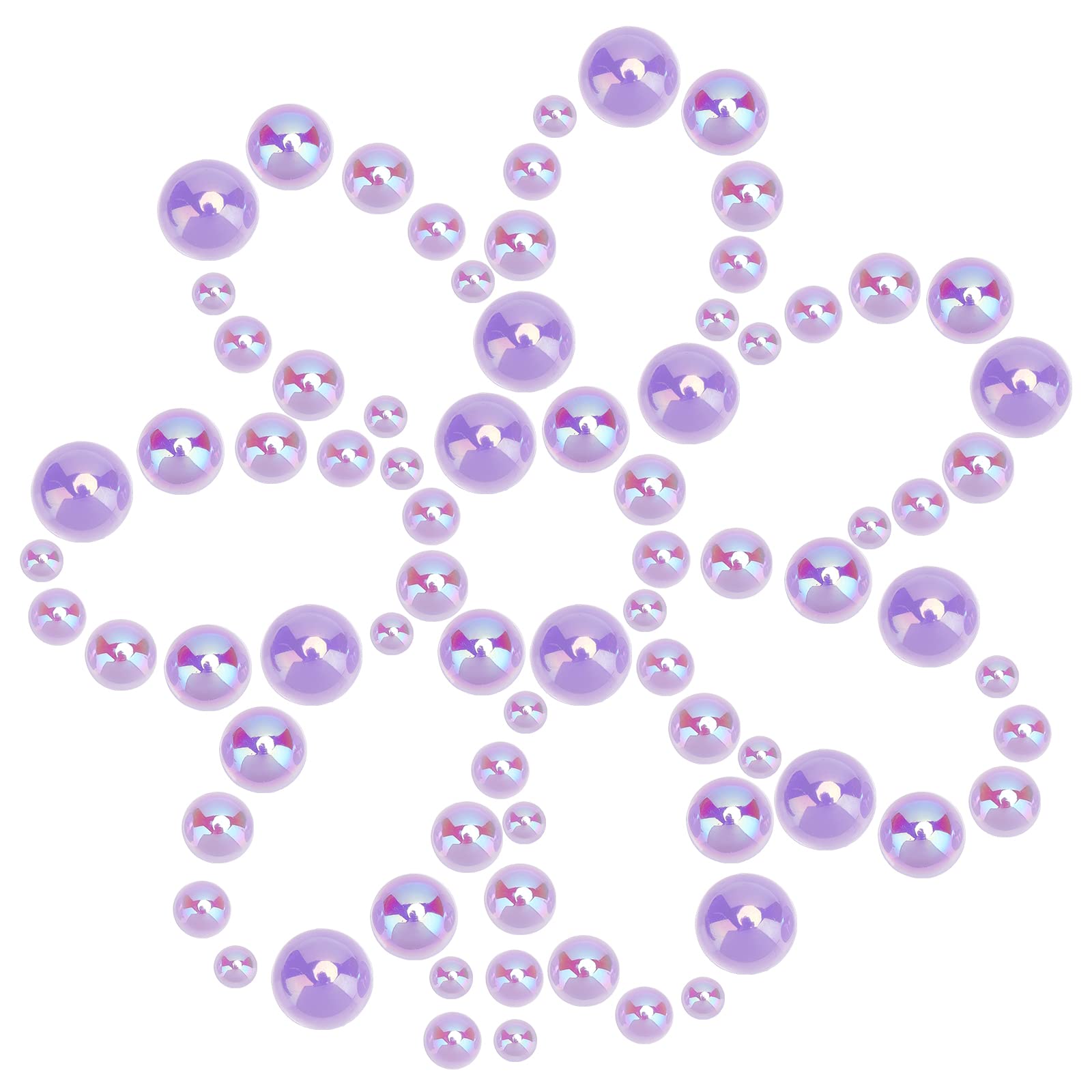 SUNNYCLUE 1 Box 1000Pcs 5 Sizes Flatback Pearl Cabochons Half Round Acrylic Pearl Flat Back Loose Beads Gem 6/8/10/12/14MM for DIY Jewelry Making Nail Phone Decoration Scrapbook, Purple
