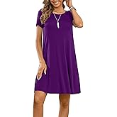 DUSDIMON Women's Summer Casual Tshirt Dresses Short Sleeve Cover ups Beach Loose Dress
