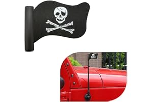 Povtii Pirate Flag Car Antenna Topper, Skull Crossbones Partern Automotive Antenna Topper, Cool Pirate Flag Shaped Auto Antenna Ball for Most Vehicles, Universal Car Accessories (1 PCS)