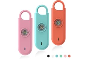Fauxomor 140dB Personal Safety Alarm for Women, 3 Pack Safe Alarm Protection Keychain with Strobe Light & Low Battery Notice, Security Siren Self Defense for Seniors College Girls, Blue+Pink+Orange