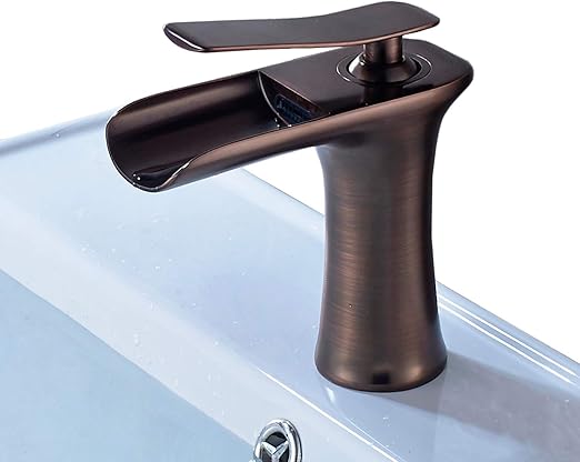 Modern Comercial Spout Single Lever Brushed Rose Gold Waterfall