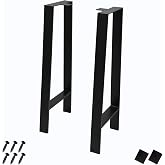 Warmaxx Heavy Duty Metal 32 inch H Table Legs Black DIY Iron Legs Industrial Square Tube Sturdy H Shape Furniture Legs for Coffee Computer Dinning Table Office Desk Legs 2 Pcs with Screws