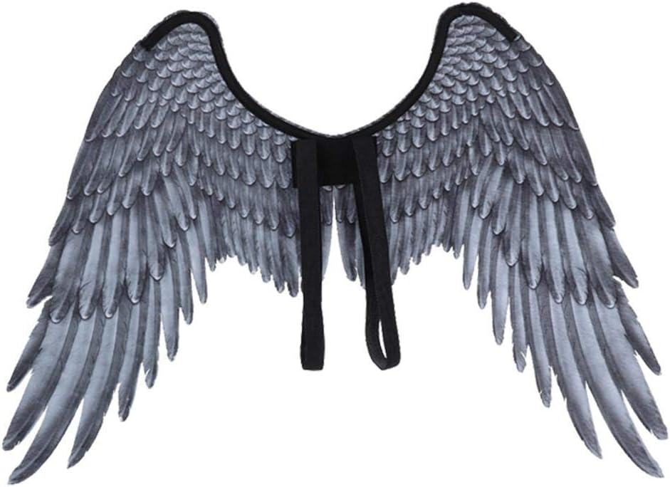 Ogquaton Alas de ángel para niños Pluma Gris Blanca Ángel Alas de Hadas
