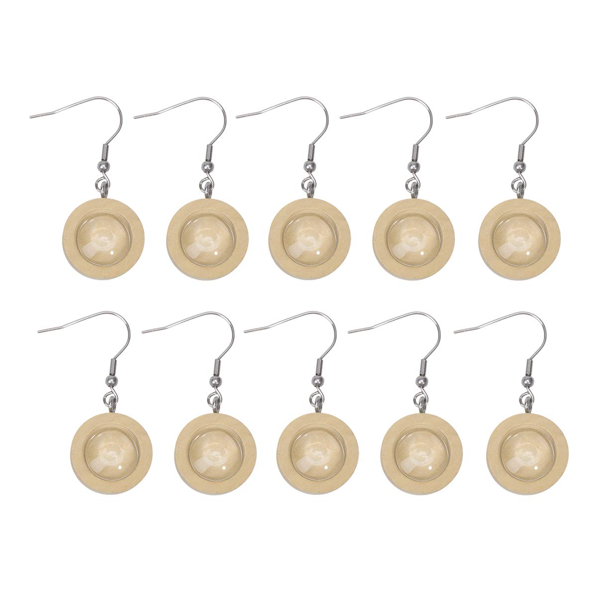 Milisten 10pcs Wooden Earring Bases Round Pendant Trays for DIY Jewelry Making with Glass Stickers Lightweight Craft Earring Blanks for Custom Designs