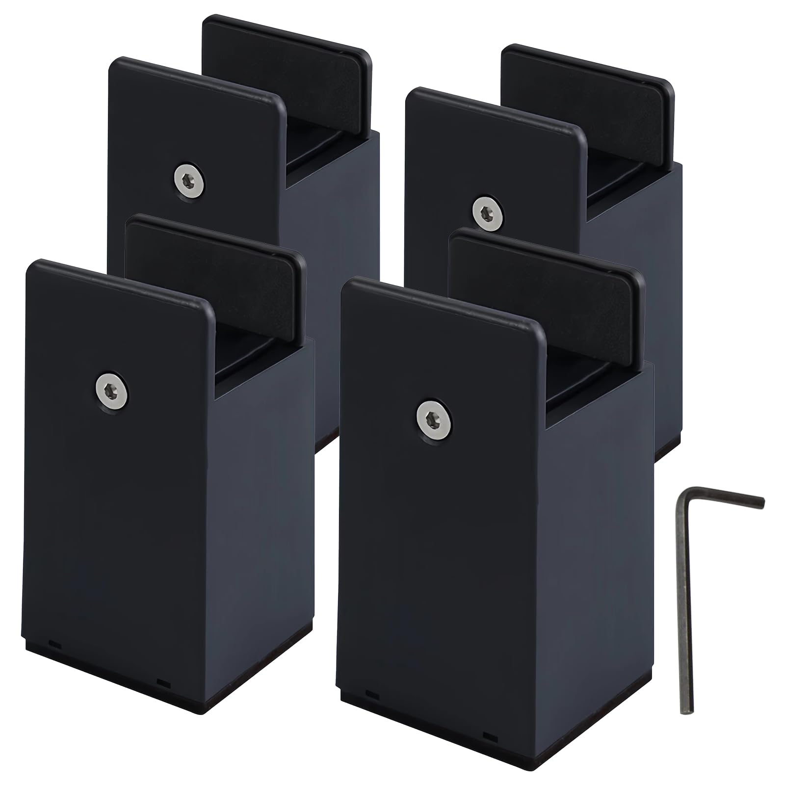 Thatyro 4 Inch Bed Risers with Adjustable Screw Clamp Heavy Duty Furniture Risers Set of 4 Furniture Leg Extenders for Bed Table Chair Sofa (100mm, Black)
