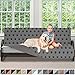 Sofa Shield Original Patent Pending Reversible Futon Protector for Seat Width up to 70 Inch, Furniture Slipcover, 2 Inch Strap, Daybed Couch Slip Cover Throw for Pets, Kids, Futon, Paw, Gray Black