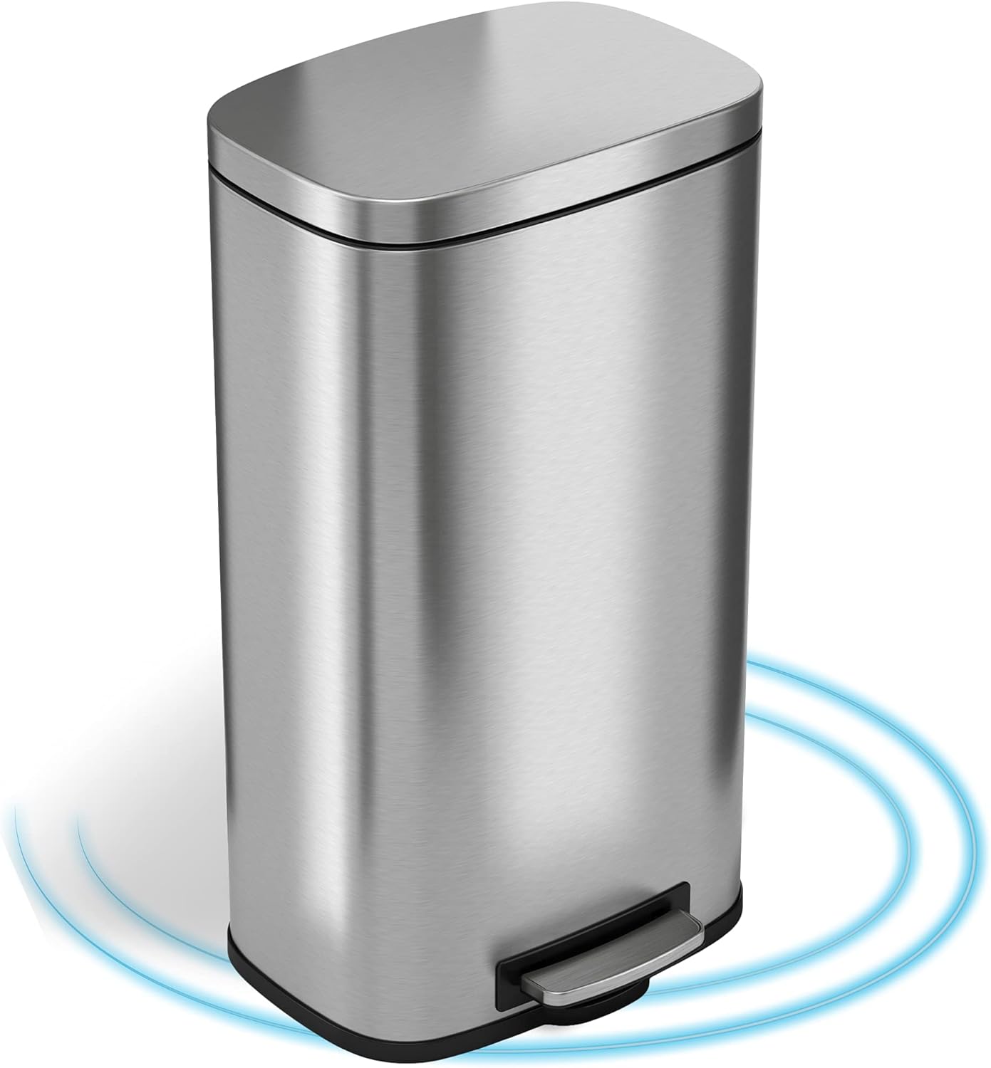 iTouchless SoftStep 8 Gallon Kithen Step Trash Can with AbsorbX Odor Control System, Stainless Steel 30 Liter Pedal Garbage Bin for Office, Home, Removable Inner Bucket, Silent and Gentle Lid Close: Home & Kitchen