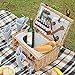 SatisInside Upgrade Insulated Luxury 28Pcs Kit Wicker Picnic Basket Set for 4 People - Reinforced Handle - Stripes