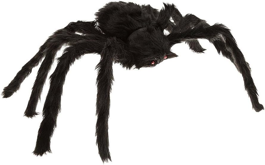 WINOMO Black Spider Halloween Decoration Haunted House Prop Plush Spider Scary Decoration 12" - Image 3