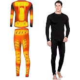 Foern Electric Heated Underwear Set Fleece Lined Thermal Body Suit Men Winter Motorcycle Top Pants