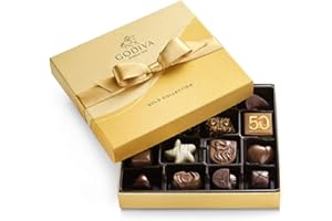 Godiva Chocolatier Chocolate Gift Box for Birthday, Thank You, Anniversary, Congratulations Gift Basket Gold Ribbon Gourmet Candy Assortment with Praline, Caramel in Milk, White, Dark Chocolate, 19pc