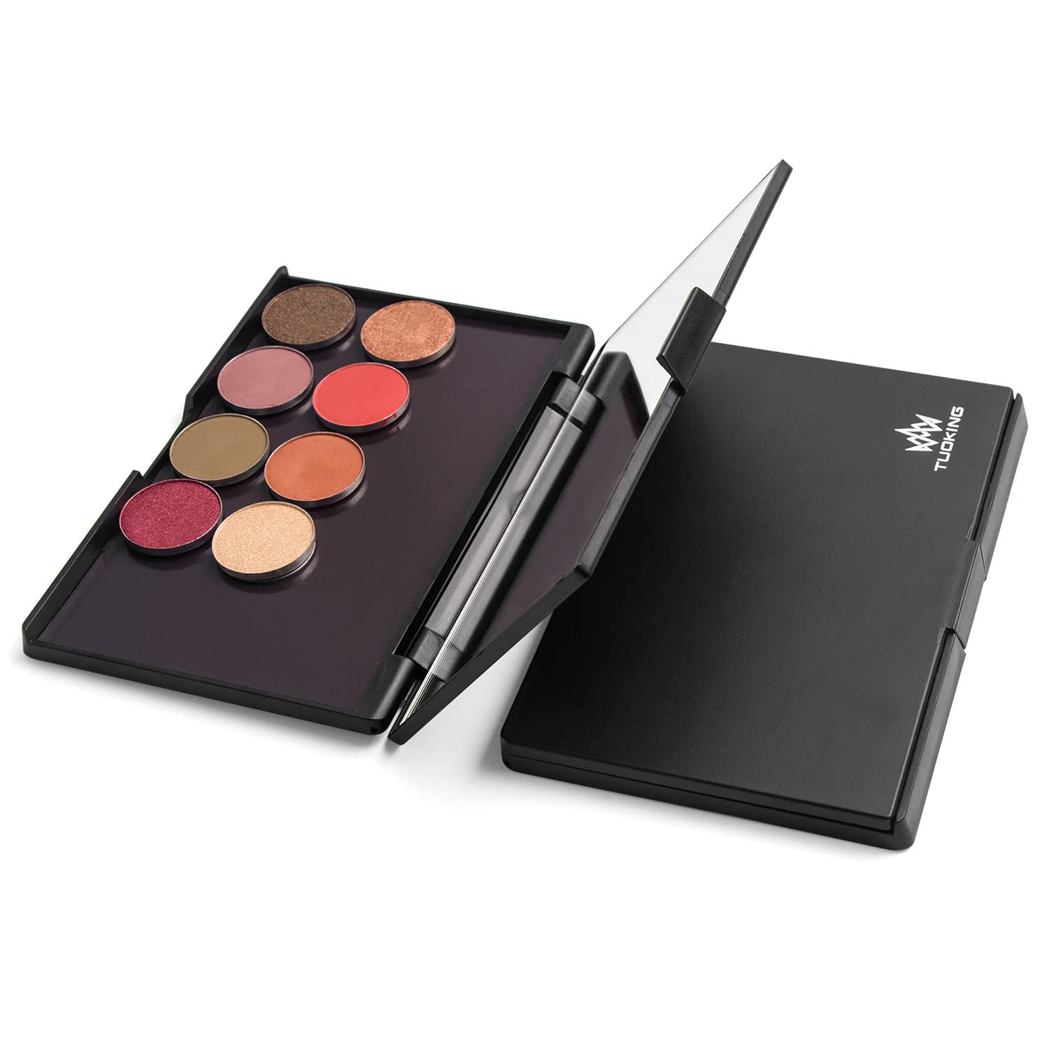 TUOKING Makeup Magnetic Palette with Mirror and 20Pcs Metal Stickers Empty Storage Palette for Eyeshadow Powder Highlighter, Black