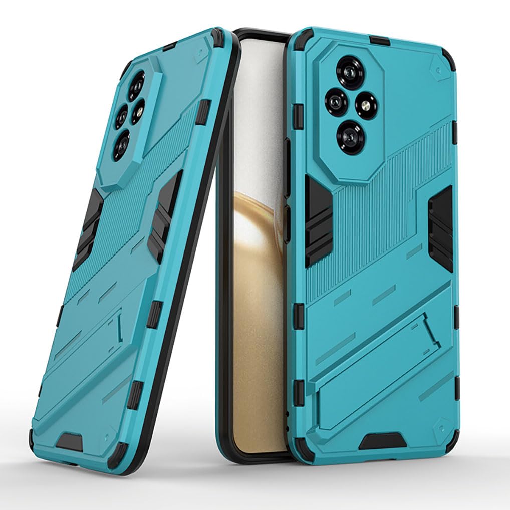 SEAHAI Case for Honor 200 Pro 5G, Ultra-thin Protective Silicone TPU Shockproof Hybrid Hard PC Back Phone Cover, with Foldable Hidden Form Bracket - Blue