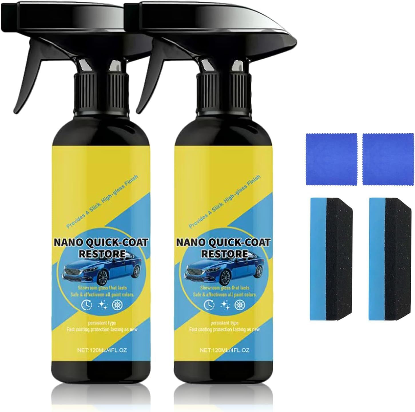Cvuabsy 2Pcs Nano Quick Coat Restore Car Coating Spray, Advanced Automobile Quick-Acting Coating Agent for Car Ceramic Sealant Extremely Hydrophobic & Protection Waterless Car Wash Car Showroom Gloss