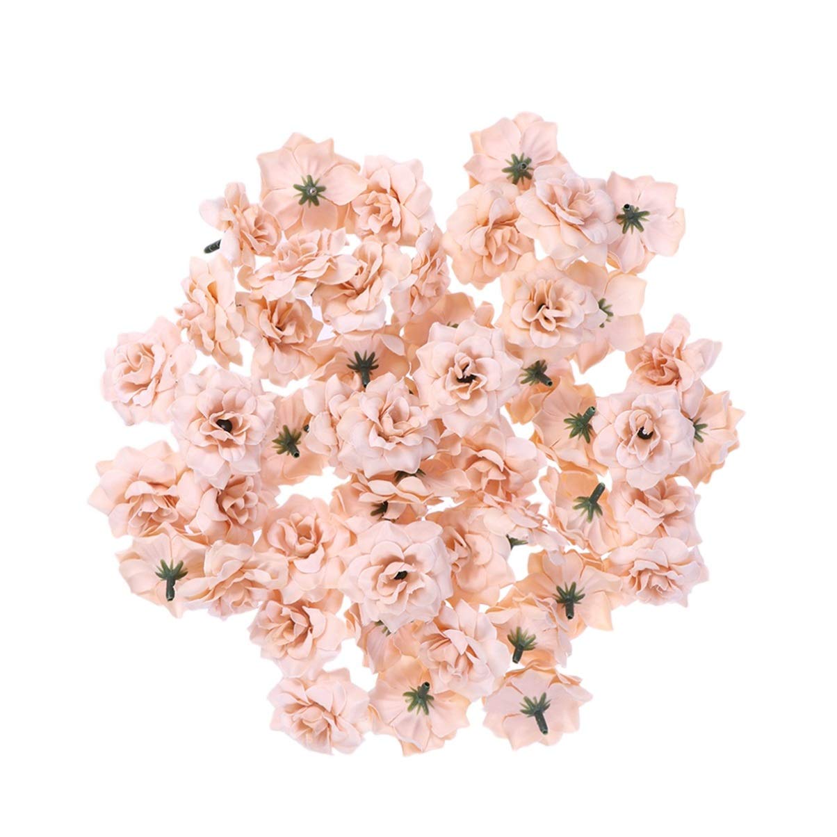 Holibanna 50pcs Artificial Rose Heads Faux Silk Flower Head DIY Flower Arch Arrangement Wreath Swag Wedding Bouquets Centerpieces Supplies (Coffee)
