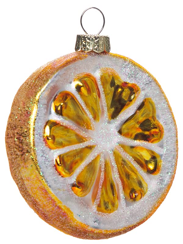Photo 1 of 2 Pack Hand Blown Glass Lemon Slice Ornament, Hand Painted Glass Fruit Citrus Lemon Ornaments for Christmas Tree Decorations