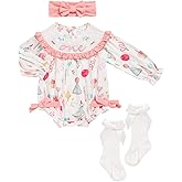 GRNSHTS Baby Girl 1st Birthday Outfits One Year Old Printed Romper Embroidery Bodysuit Cake Smash Clothes