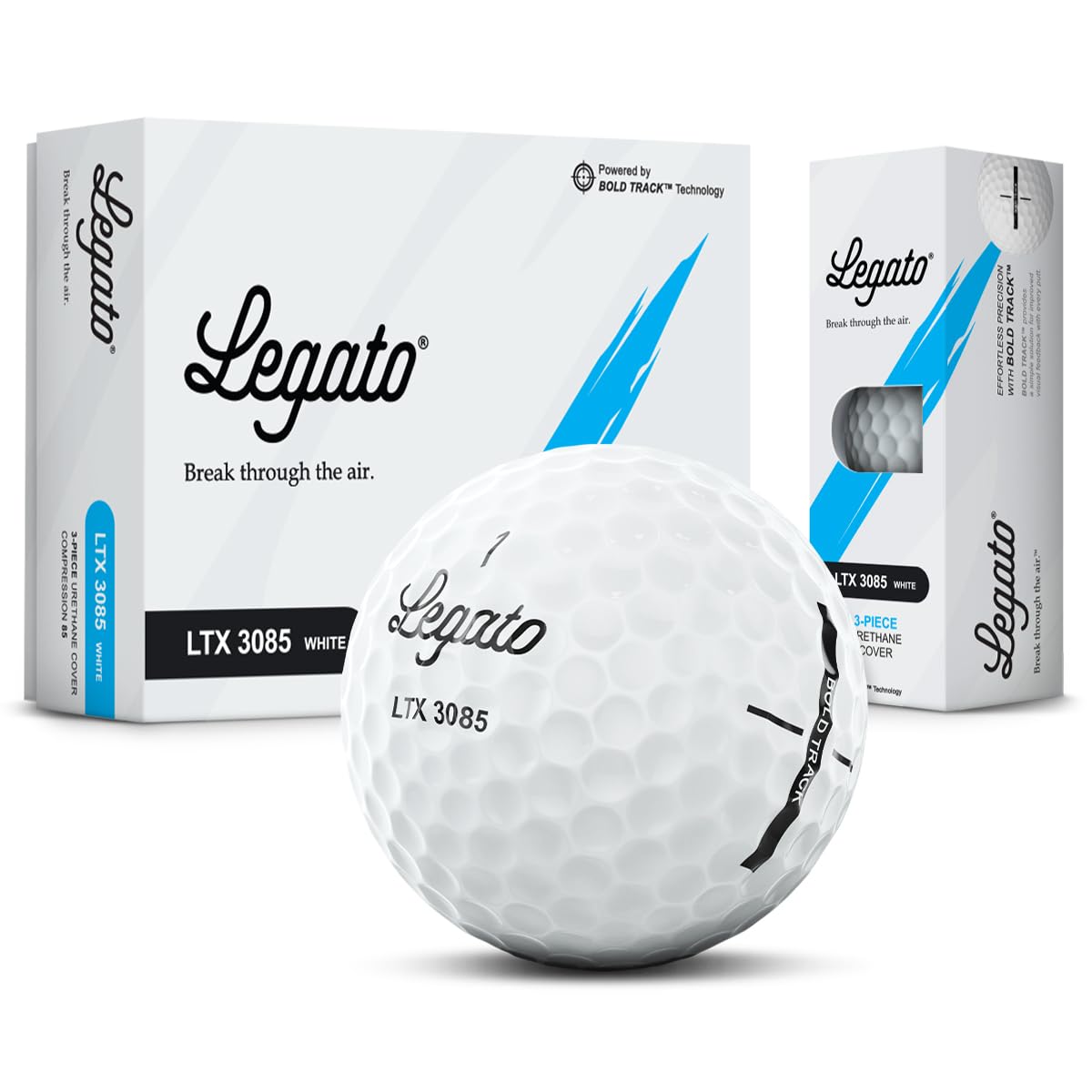 Legato Golf Balls LTX3085 | Maximized Distance with Soft Feel | 3 Piece | Urethane Cover | 85 Compression | White | 1 Dozen (12 balls) — image 1