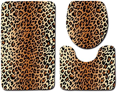 Wiorigin Bath Mat,Leopard Bathroom Carpet Rug,Non-Slip 3 Piece Bathroom Mat Set (Mat_3)