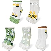 HOMSSEM Womens Girls Toe Socks Five Fingers Cute Colorful Ankle Athletic Running Toe Seperated