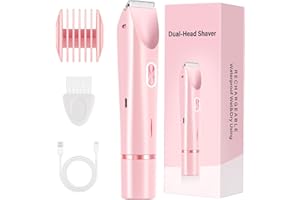 Oplope 2-in-1 Women's Electric Razor & Bikini Trimmer - Painless Smooth Shave & Gentle Pubic Hair Removal - Dual Ceramic Blades, IPX7 Shower-Proof - Cordless for Sensitive Skin