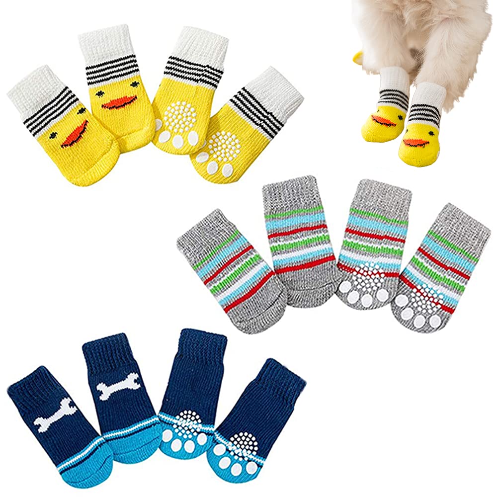 6 Pairs/3 Styles Pet Socks Dogs Socks Pet Paws Protector Use for Pet Paw Anti-Scratch Anti-Dirty Foot Socks Outdoor Indoor Hardwood Floors Indoor Wear