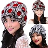 Bafei 100% Real Genuine Rex Rabbit Fur Knitted Fur Rose Hat Multi Color