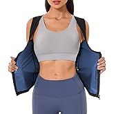 Meiosuns Sauna Suit for Women Weight Loss Sweat Vest Waist Trainer Workout Sleeveless Compression Tank Top Shaper with Zipper