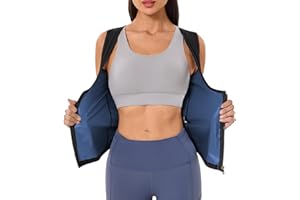 Meiosuns Sauna Suit for Women Weight Loss Sweat Vest Waist Trainer Workout Sleeveless Compression Tank Top Shaper with Zipper