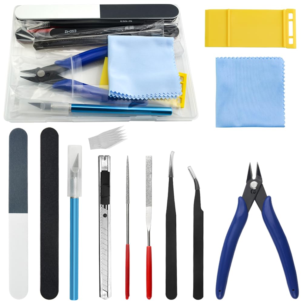 WMYCONGCONG 16 PCS Gundam Modeler Basic Tools Craft Set Hobby Building Tools Kit for Professional Model Assemble Building and Fixing Blue