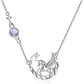 KZX Starry Unicorn Necklace 925 Sterling Silver Unicorn Pendant Necklace Celestial Horse Charm Necklace Women's Jewelry for Wife Mom Birthday Christmas Gift