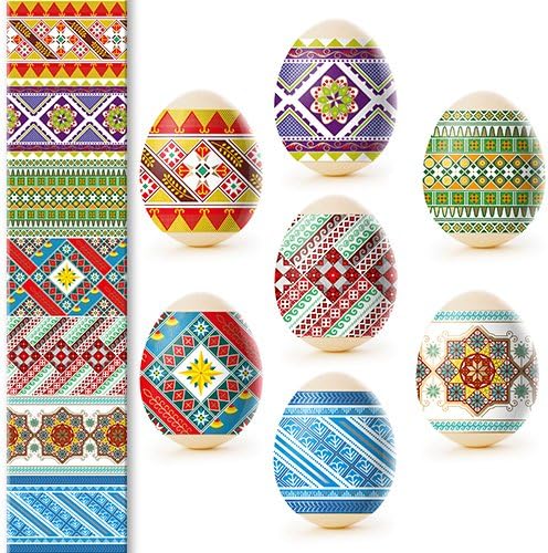 Lot of 2 * 7 Easter Egg Decoration Thermo Heat Shrink Sleeve Wraps Pysanka for 14 Easter Eggs, medium to large