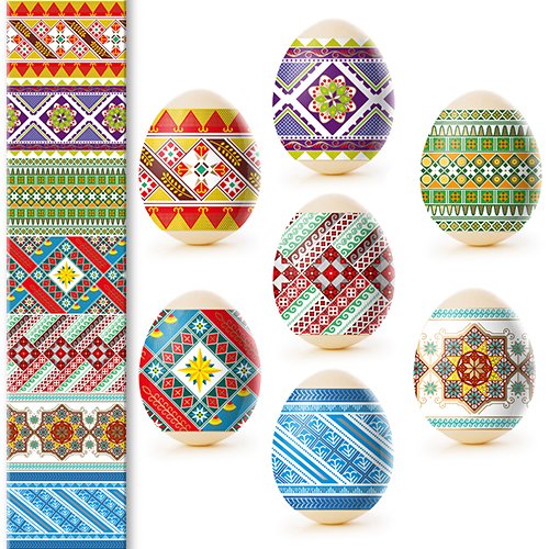 Lot of 2 * 7 Easter Egg Decoration Thermo Heat Shrink Sleeve Wraps Pysanka for 14 Easter Eggs