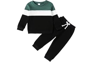 ADXSUN Kid Toddler Boy Clothes Color Block Sweatshirt and Casual Pants 2Pcs Boys Fall Winter Outfits