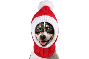 LESS BAD Lifeunion Christmas Dog Hat Costume Funny Pet Red Knit Snood Hat with Pompon Puppy Beanie Hat Cap Dog Warm Winter Headwear Ear and Neck Warmer(X-Large)