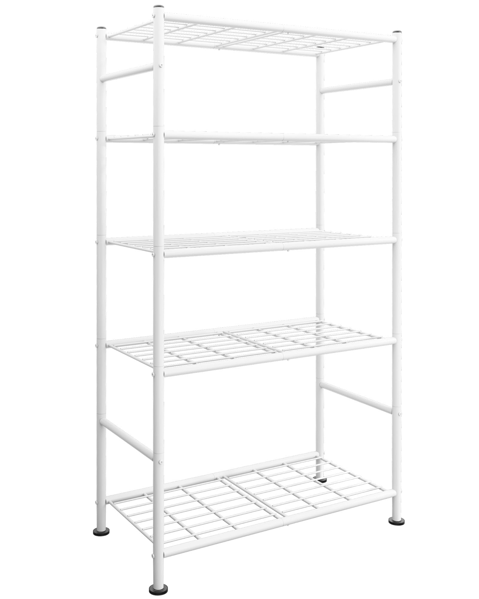 Sakugi Storage Shelves - 5 Tier Shelf Organizer, Heavy Duty Garage Shelving Unit with Leveling Feet, Stable Metal Shelves Organizer for Pantry, Kitchen and Closet, 33.0" W x 12.6" D x 72.0" H, White Image